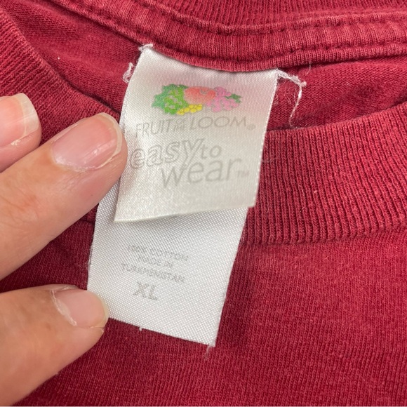 Vintage Fruit Of The Loom Blank Red T Shirt Pocket XL Cotton Easy To Wear - Picture 5 of 10